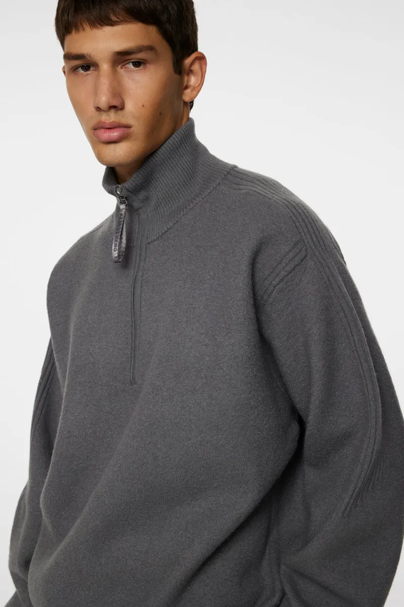 J.Lindeberg Bon Boiled Wool Quarter Zip* Knitwear|Tops