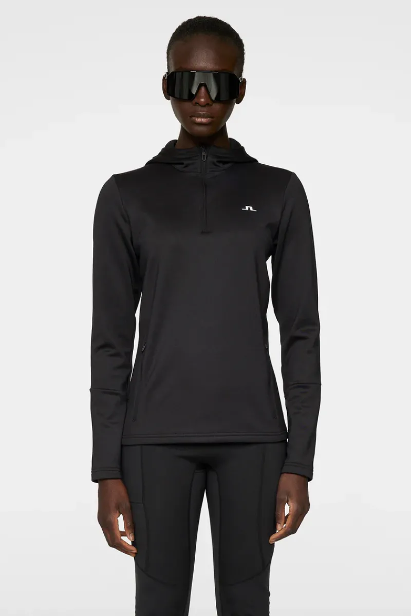J.Lindeberg W Aerial Quarter Zip Hood* Basis- & Mellomlag|Base & Mellomlag
